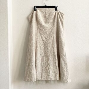 Onyx Nite Strapless Beige  Midi Length‎ Gown Golden Shimmer Tulle Hem Dress 14